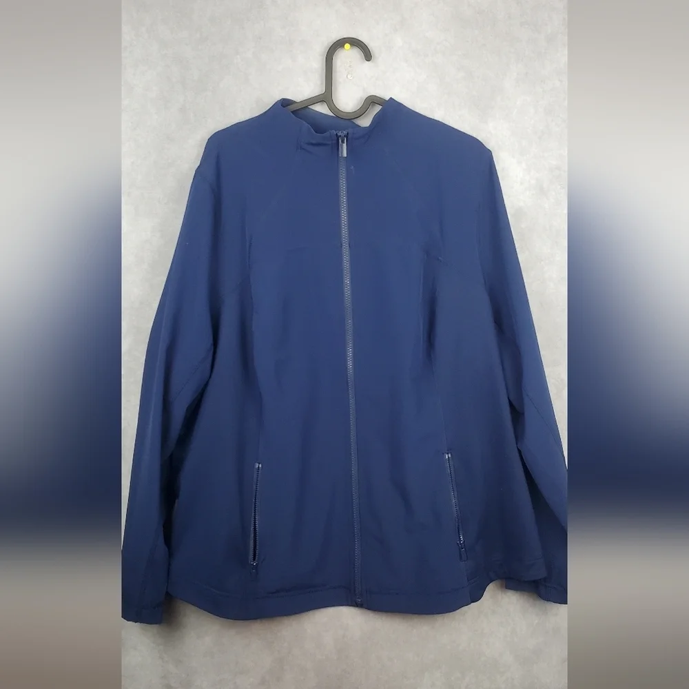 Chicos Zenergy Blue Active Jacket Zip Pockets Womens‎ Lightweight Sz 16/18